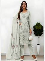 Georgette Light Pista Casual Wear Embroidery Work Pakistani Salwar Kameez